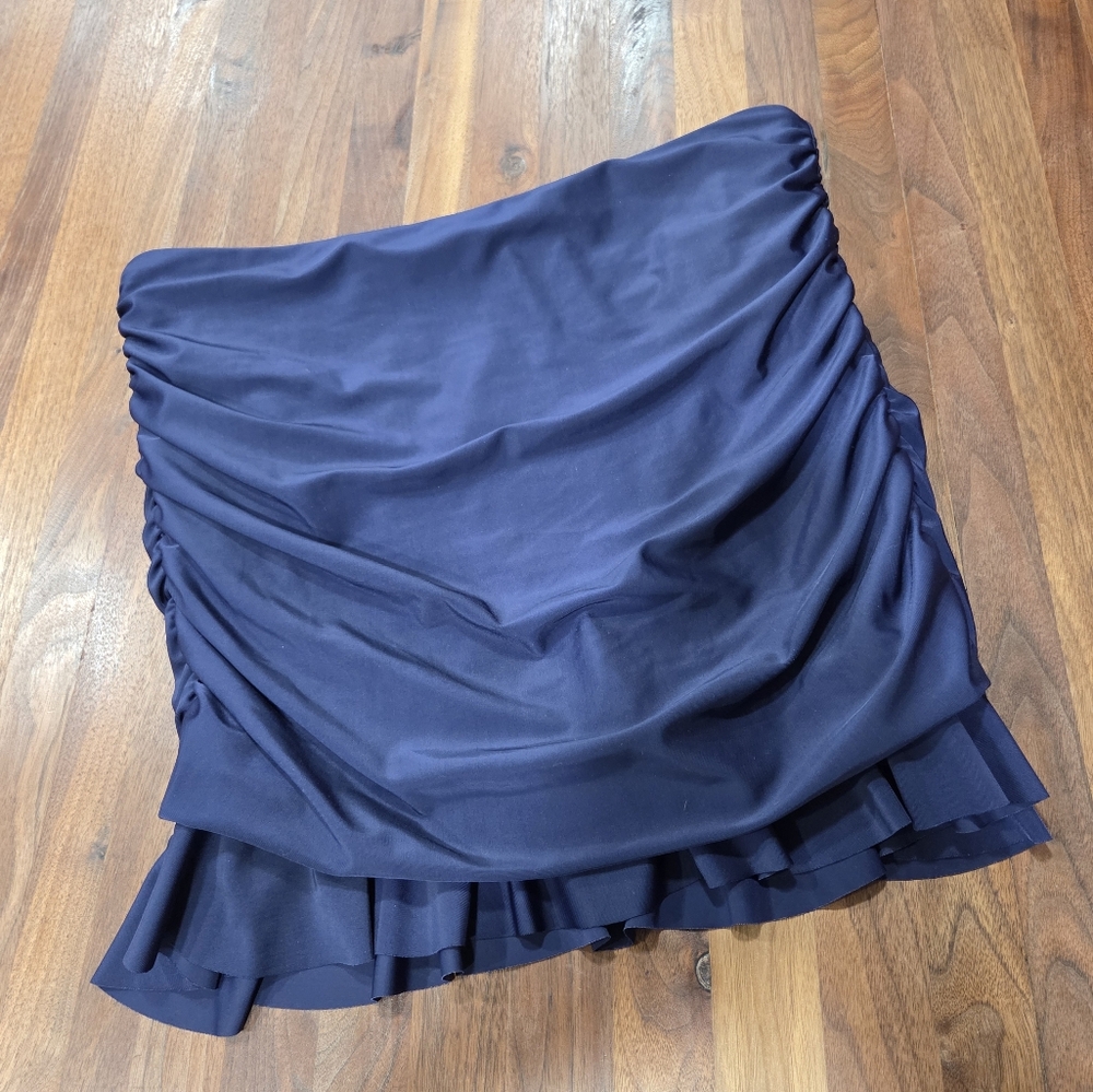 Island Waves Rouched Retro Look Swim Skirt With Ruffle Hem Size 1X